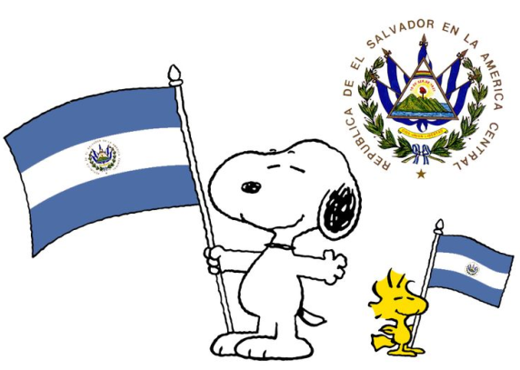 Snoopy with the Salvadorian flag