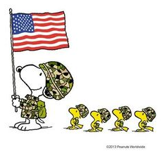 Snoopy with some woodstock duplicates, military